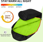 KAMPKEEPER Mummy Sleeping Bag, Cold Weather Camping Sleeping Bag, 32℉ 3-4 Seasons Adults Sleeping Bag, Non-Snag Zipper with Adjustable Hood for Backpacking, Hiking