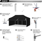 ABCCANOPY 10x20 Pop up Canopy Tent with Sidewalls - Easy up Canopies with Awning, Outdoor Tents for Parties, Market, Commercial Events, Black
