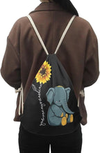 Upetstory Sunflower Elephant Drawstring Backpack Gym Bag String Gym Bags Beach Backpack Sackpack Sports PE Kit for Outdoor Hiking Swimming Running Camping