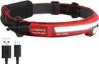 LITEBAND PRO Multi-Beam Rechargeable LED Headlamp, 2500 Lumens, 210° Wide Beam + Focused Spot, PureHD High CRI Light, Hard Hat Compatible, Professional No-Bounce Fit, IPX5 Weather Resistant, Red