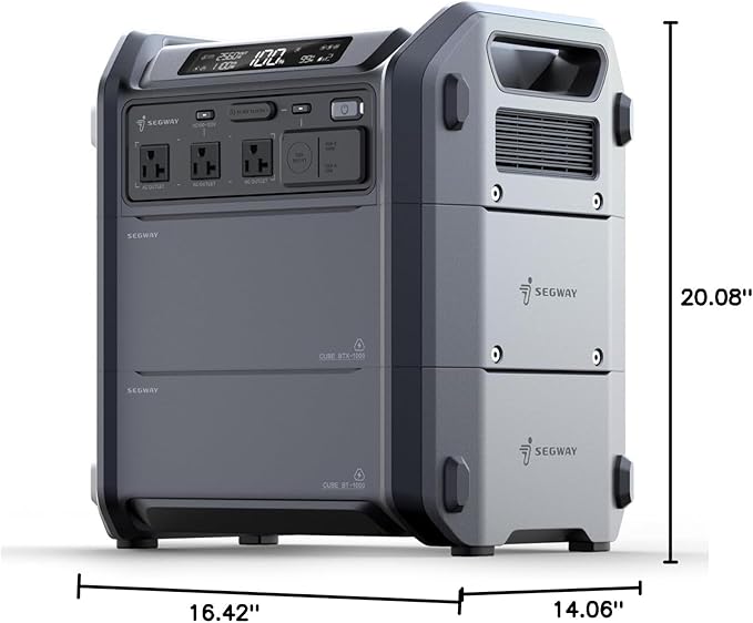 Segway Portable Power Station Cube 2000, 2200W AC Outlets, 2048Wh LiFePO4 Battery, Expandable Battery Capacity up to 5kWh Solar Generator for Camping, Home Backup, Power Outages, Off-grid