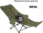 Dual Purpose Folding Camping Cot and Chair with Removable Footrest for Adults, Easy-to-Assemble Adjustable Sleeping Chair with Carry Bag for Fishing, Hiking, Travel, Home (Dark Green)