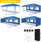 COBIZI 10x30 Pop Up Canopy Tent with 5 Sidewalls Party Tents for Parties Wedding Backyard Waterproof Outdoor Commercial Canopy Event with Sandbags, Blue