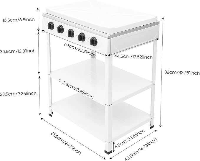 5 Burner Propane Gas Stove Outdoor Kitchen Grill Outdoor Cooking Stove with Support Leg Stand and Wind Blocking Cover Propane Burners for Outdoor Cooking, RV Travel, Apartment (White)