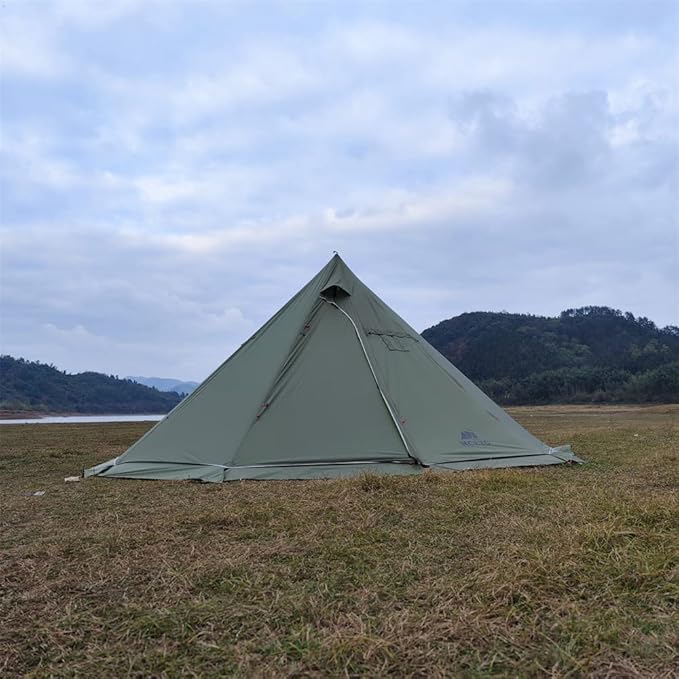 Tipi Hot Tent with Fire Retardant Stove Jack for Flue Pipes, 5~8 Person, Teepee Tents for Family Team Outdoor Backpacking Camping Hiking