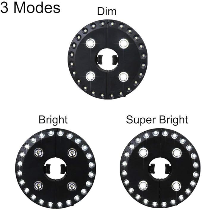 Patio Umbrella Light 3 Brightness Modes Cordless,with 24+4 Cool White LEDs-4 * AA Battery Operated Umbrella Lights,Fits 1.15"-2" Umbrella Poles,for Patio Umbrellas,Camping Tents and Indoor Use