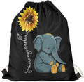 Upetstory Sunflower Elephant Drawstring Backpack Gym Bag String Gym Bags Beach Backpack Sackpack Sports PE Kit for Outdoor Hiking Swimming Running Camping