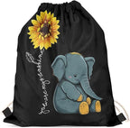 Upetstory Sunflower Elephant Drawstring Backpack Gym Bag String Gym Bags Beach Backpack Sackpack Sports PE Kit for Outdoor Hiking Swimming Running Camping