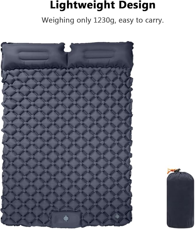 Sleeping Pad, 2 Person Self Inflating Camping Mat, TPU Camping Mattress with Snap Buttons for Couples (Blue)