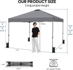 10x10 FT Pop Up Canopy, Easy Up Canopy Tent for Outdoor Patio, Backyard Parties Camping & Beach, Heavy Duty Instant Canopies with 1-Button Setup, 3 Adjustable Heights, UPF 50+ & Wheeled Bag