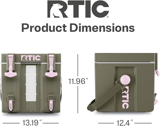 RTIC Halftime Water Cooler 3 Gallon Portable Carrier Container, Drink Beverage Dispenser, Stackable with 2 Taps, Bottleless, BPA-Free, for Sports, Camping, BBQ, Parties, Picnic, Olive/Pale Pink