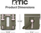 RTIC Halftime Water Cooler 3 Gallon Portable Carrier Container, Drink Beverage Dispenser, Stackable with 2 Taps, Bottleless, BPA-Free, for Sports, Camping, BBQ, Parties, Picnic, Olive/Pale Pink
