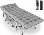 ZENPETIO 28In Folding Camping Cot for Adult, Portable Sleeping Cot with Mattress, Outdoor Heavy Duty Cot Bed for Camp with Carry Bag for Home, Office, Camp, Travel, Vacation(Max Loading 500lbs)