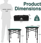 Portable Camping Table with Adjustable Height, Lightweight Aluminum Roll Top Folding Camp Table with Storage Pockets & Dual-Compartment Bag, Heat-Resistant, for RV, Picnic, BBQ, Outdoor (M)