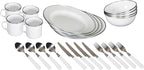 Stansport Deluxe 24-Piece Enamel Tableware Set - Enamel Plates and Bowls Lightweight and Durable Camp Dish Set for Camping and Backpacking Plates and Bowls for 4 People
