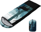 Sleeping Bags for Adults Youth Kids,3D Printing Camping Sleeping Bag for Girls Boys Lightweight Waterproof Cold/Warm Weather Sleeping Bag for 3 Seasons