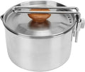 Camp Kettle, 1L Camping Pot with Foldable Handle, 304 Stainless Steel Camping Kettle for Outdoor Cooking, Backpacking Pot for Campfire, Stove - Ideal Portable Cookware for Camping, Hiking, Picnic