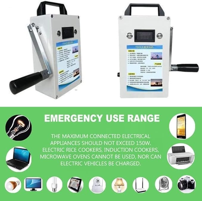 150w Hand-Cranked Generator, Solar Power Supply,Portable Manual Hand Generator, with USB Plug AC110V/220W Emergency Power Generator USB Charging for Emergency, Camping