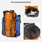 Bseash 60L Waterproof Hiking Camping Backpack with Rain Cover, Large Outdoor Sport Travel Daypack Rucksack for Climbing