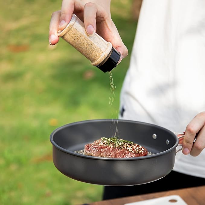 Odoland 14pcs Camping Cooking Utensils Set, Stainless Steel Outdoor Kitchen Cookware Kit, Portable Storage Bag for Knife, Fork, Spoon, Chopping Board, Chef's Knife, Camping, Grilling, Picnic and BBQ