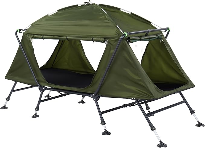 Generic Spacious 84.6 * 34.5 * 49.2in Collapsible Camping Tent with Integrated Cot - Portable, Waterproof, and Durable - Ideal for Camping & Hiking - Army Green
