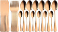Flatware Sets 24pcs 18/10 Stainless Steel Cutlery Set Gold Tableware Set Fork Knife Spoon Dinnerware Set Flatware Set Silverware Set Stainless Steel