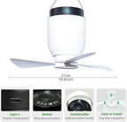 HOYECHI Camping Accessories Fan with Light - Portable Rechargeable Tent Fan with 8000mAh Battery, Remote Control & Hanging Hook - Cool Camping Gear for Tents, Outdoor, RV & Car Essentials