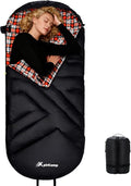Cotton Flannel Sleeping Bag for Adults,4 Season Extra Wide Big&Tall XXL Portable Sleeping Bags for Warm Cold Weather Winter,Camping SleepingBag with Compression Sack,Hiking Backpacking,Indoor Outdoor