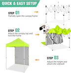 5x5 Pop Up Canopy Tent with One Sidewall, Instant Portable Beach Canopy, Outdoor Tent with Carry Bag for Camping, Sports, Tailgating, Events, Neon Green