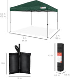 Best Choice Products 8x8ft Pop Up Canopy Tent, Outdoor Shade, 1 Person 1 Minute Set Up, Carry Case, 4 Weight Bags - Dark Green