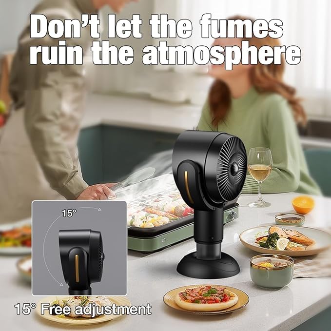 Portable Range Hood, Desktop Range Hood with 2 Speed Exhaust Fan, Detachable Aluminum Filter, Large Oil Collection Cup, Portable Kitchen Exhaust Fan for Indoor BBQ, Hot Pot Camping Trips Home (Gold)