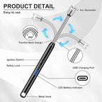 LcFun 3 Pack Electric Candle Lighter Windproof USB Rechargeable Plasma Lighter with LED Battery Display, Flameless Long Arc Lighters for Candle Grill BBQ Camping Stove (Black,Blue,Red)