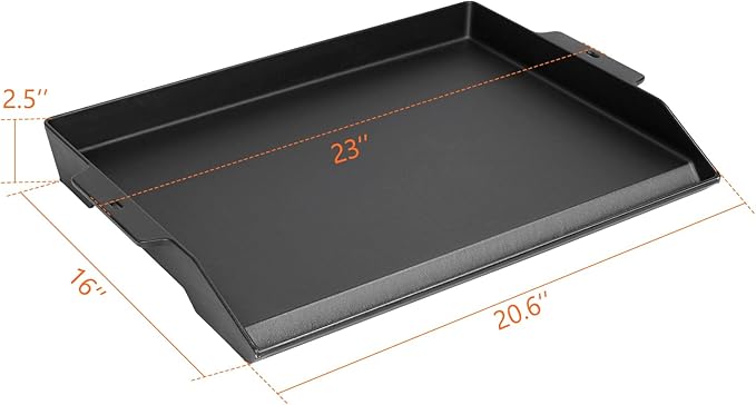 23" x 16" Cast Iron Griddle for Gas Grill and Stove Top, Universal Flat Top Plate with Extra High Sidewalls Nonstick Coating for Camping, Tailgating, Parties