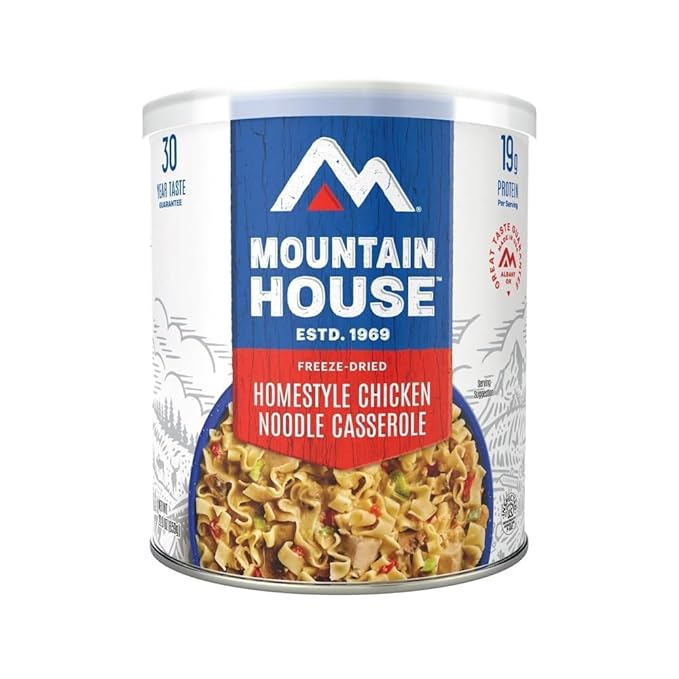 Mountain House Freeze-Dried Homestyle Chicken Noodle Casserole #10 Can – 60 Total Servings (6 Cans, 10 Servings Each) – Emergency Survival Canned Food for Camping, Hiking & Backpacking – Long-Term Storage Meal – 30-Year Taste Guarantee – Made in USA