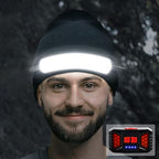 Rechargeable Headlamp Beanie, 1200Lumens LED Beanie Hat with Wide Beam Light Built-in, 6 Modes, Lightweight, Winter Headlight Head Lamp Beanie, Gifts for Men Dad Father Husband(Black)