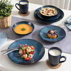 GaRcan Dinner Plate Tableware Set Vintage Ceramic Stoneware Set with Dinner&Dessert Plate,Bowl,Coffee Cups/Green-48-Piece (Blue16piece)