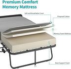BALUS Folding Bed with Mattress, 75" x 31" Rollaway Bed with Headborad & Dustproof Bag, Portable Fold Up Beds with 5" Rebound Mattress, 2 Locking Caster Foldable Twin Frame for Bedroom/Office（Upgrade）