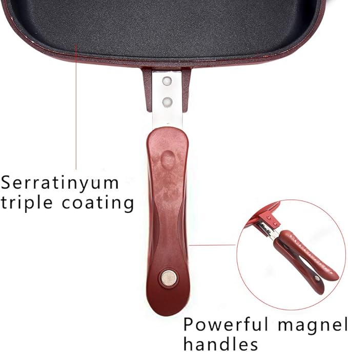 Square Double Sided Frying Pan, Kitchen Non-stick Baking Pancake Pan Omelette Trays, Indoor/Outdoor Camping Sandwich Toaster Grill, Cooks Toasties, Breakfast and More