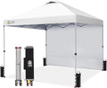 CROWN SHADES 12x12 Pop Up Canopy Tent Instant Commercial with 150D Silver Coated Fabric Including 1 Removable Sidewall, 4 Ropes, 8 Stakes, Weight Bags, STO 'N Go Bag, White
