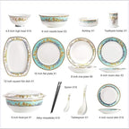 GaRcan Pottery Tableware,56Pcs Ceramic Dinnerware Sets, Porcelain Tableware Combi-Set Includes Cereals Bowls/Dessert Plates/Soup Plates/Dinner Plates