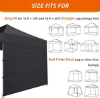 Joramoy Instant Canopy Sidewall 10×10 for Pop Up Tent, Waterproof Sunwall for Straight Leg Canopy with UV Protection, 1 Pack Side Panels Only(10×10, Black)
