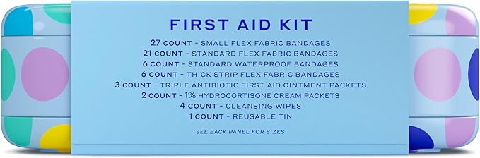Welly First Aid Kit - FSA Eligible - Adhesive Bandages in Flexible Fabric and Waterproof, Single Use Ointments (Triple Antibiotic, Cleansing Wipes and Hydrocortisone) - 70 Count