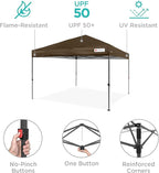 Best Choice Products 10x10ft Pop Up Canopy Tent, Outdoor Shade, 1 Person 1 Minute Set Up, Carry Case, 4 Weight Bags - Brown