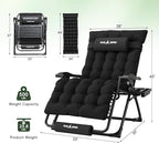 Amopatio Oversized Zero Gravity Chair w/Removable Cushion&Headrest, XXL 33In Reclining Camping Lounge Chair Upgraded Lock and Footrest, Folding Patio Recliner for Indoor Outdoor, Black