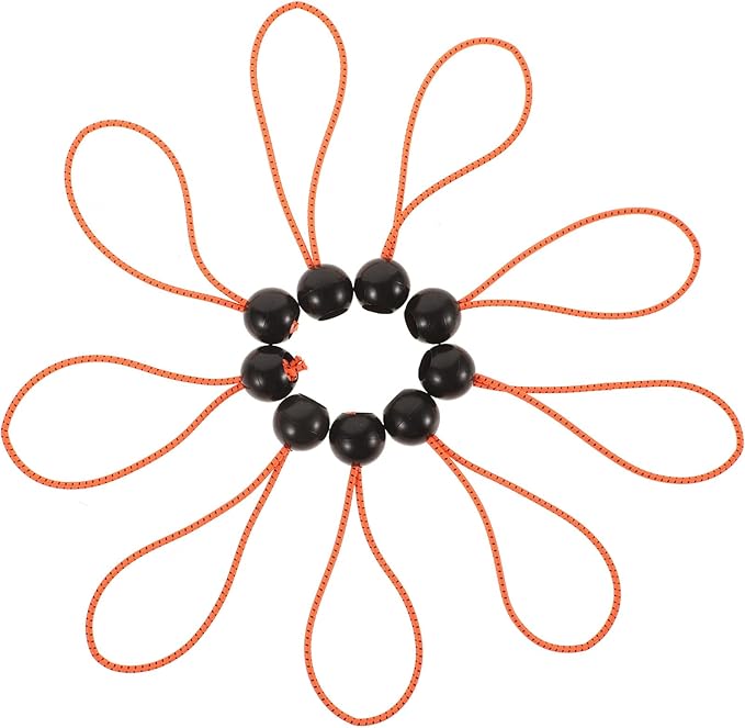 VILLCASE 10pcs Outdoor Tent Bungee Cords with Plastic Buckles, 6-inch Elastic Shock Cords for Camping Gear, Windproof Tie-Down Straps for Hiking and Backpacking