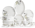 Dinnerware Set Dinner Party Tableware Service Set Ceramics Dinnerware Sets, Porcelain Cereals Bowls/Steak Plates/Soup Pot | 50 Pieces Chinese Style Bone China Dinner Combination Se