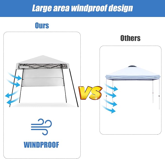 Fireflowery 7’ x 7’ Pop Up Canopy Tent, Portable Shelter Canopy w/Backpack, Outdoor Instant Canopy Tent, Lightweight & Compact for Hiking, Fishing, Camping, Picnic (7'x7' Base, 6'x6' top)