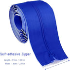 2 Roll Heavy Duty Zipper Dust Barrier Zipper 3 Inch x 7 ft Construction Zipper Self Adhesive Zipper Used for Greenhouse Dust Barriers Tent Accessories（Blue） (2)