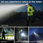 Headlamp Rechargeable LED Head Lamp, Super Bright Zoomable Head Light with Taillight and Night Vision Functions, Headlamps Adults Forehead Flashlight Headlight for Running, Camping, Hiking