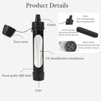 1 Pack Survival Water Filter Straw for Hiking & Camping, 2025 Personal Portable Water Purifier, 3000L Long Life, Includes Bottle & Hydration Bladder Adapters (1, Dark Green, 3x3x19.3cm)